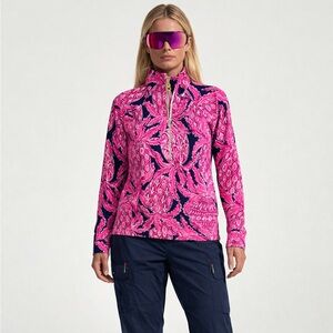 Lilly Pulitzer Skipper Popover Track Jacket Coco Safari UPF 50 Half Zip Small